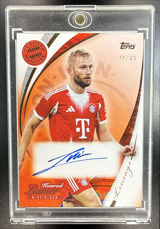 Konrad Laimer Topps Lineage Bayern Munchen 2025-26 Icons Auto Orange Foil /25
