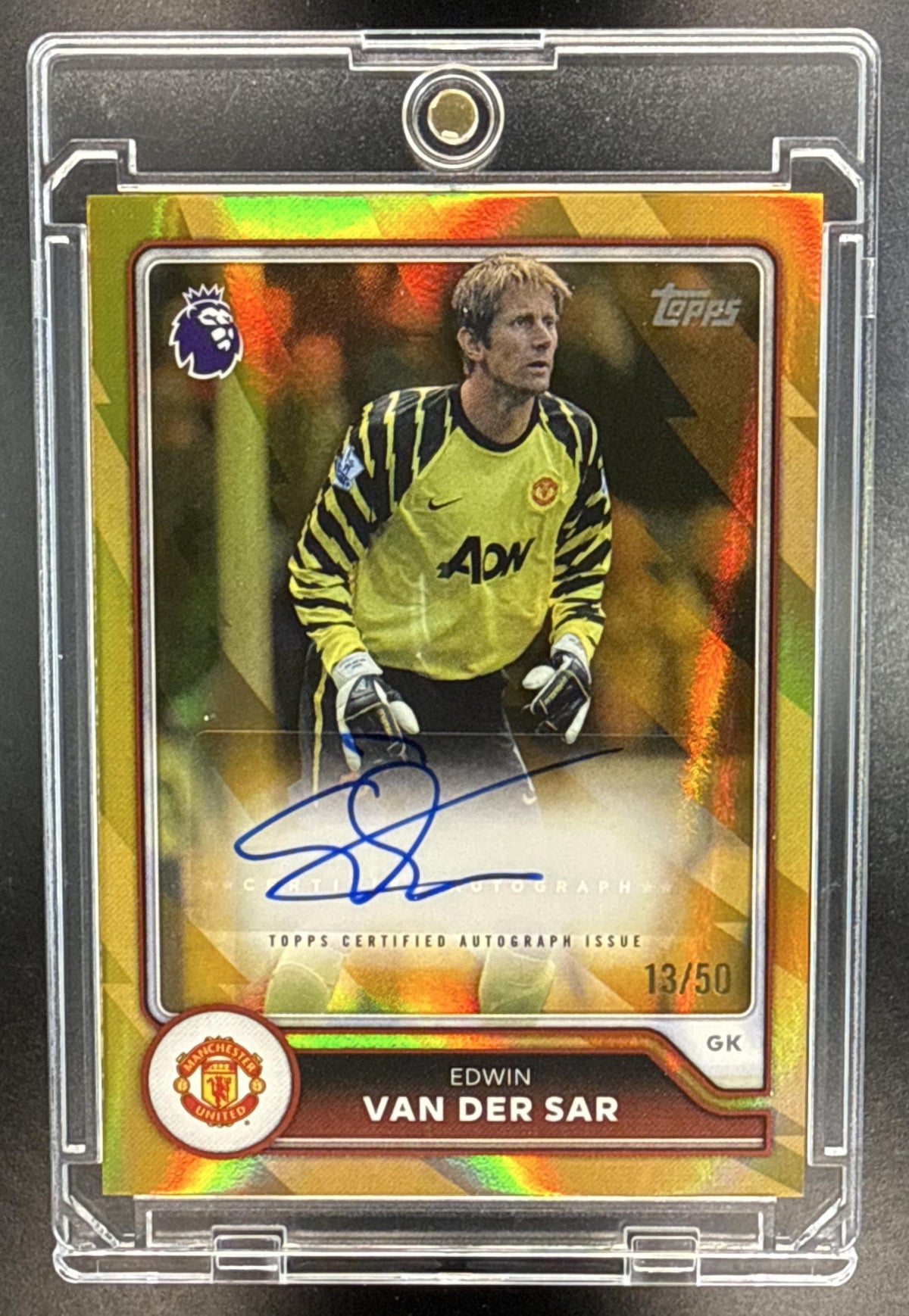 Edwin van der Sar Topps Premier League Flagship 2026 Gold Foil /50 Auto Manchester United