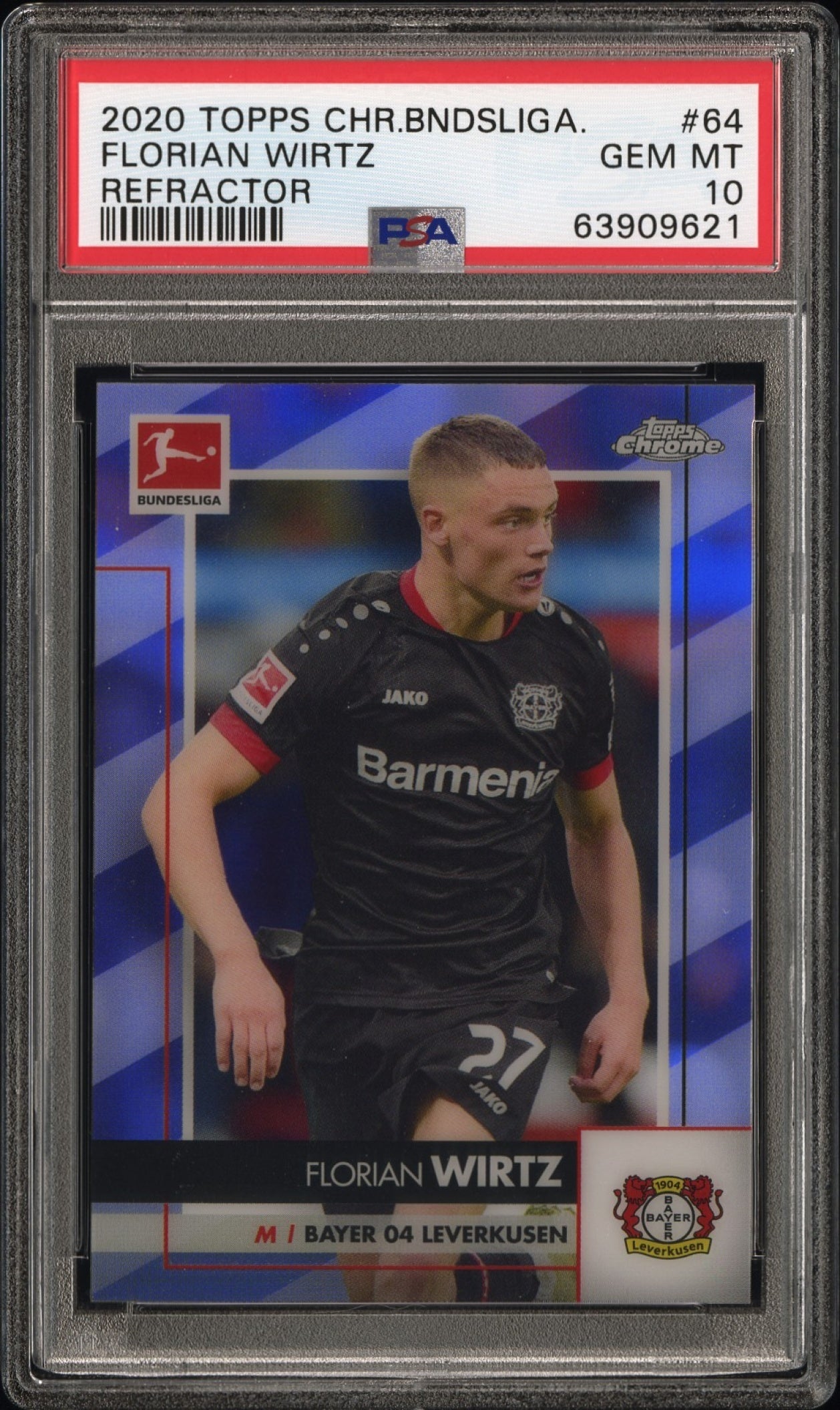 Florian Wirtz Topps Chrome Bundesliga '20 Refractor RC PSA10 Bayer 04 Leverkusen
