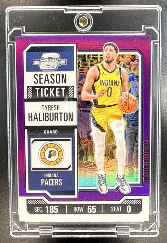 Tyrese Haliburton Panini Contenders Optic 2023-24 Purple /15 Indiana Pacers