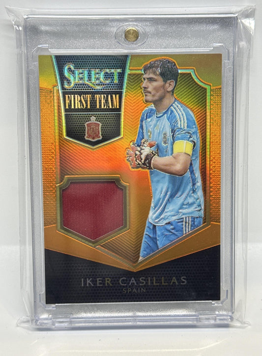 Iker Casillas Panini Select 2015 First Team Swatches Orange Prizm /149 MEM Spain