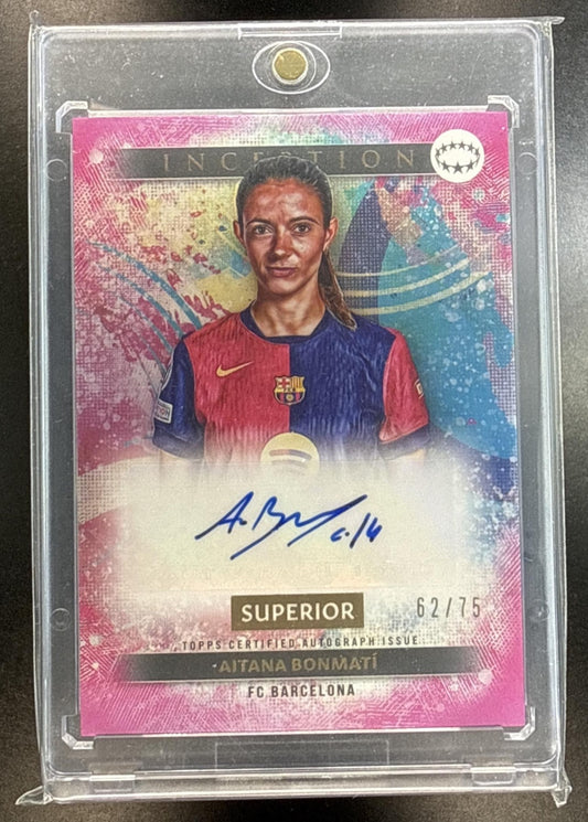 Aitana Bonmati Topps Inception UCC 2024-25 Pink /75 Auto FC Barcelona