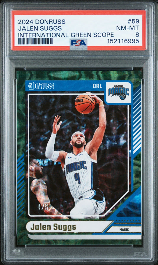 Jalen Suggs Donruss 2024-25 International Green Scope /5 PSA 8 Orlando Magic