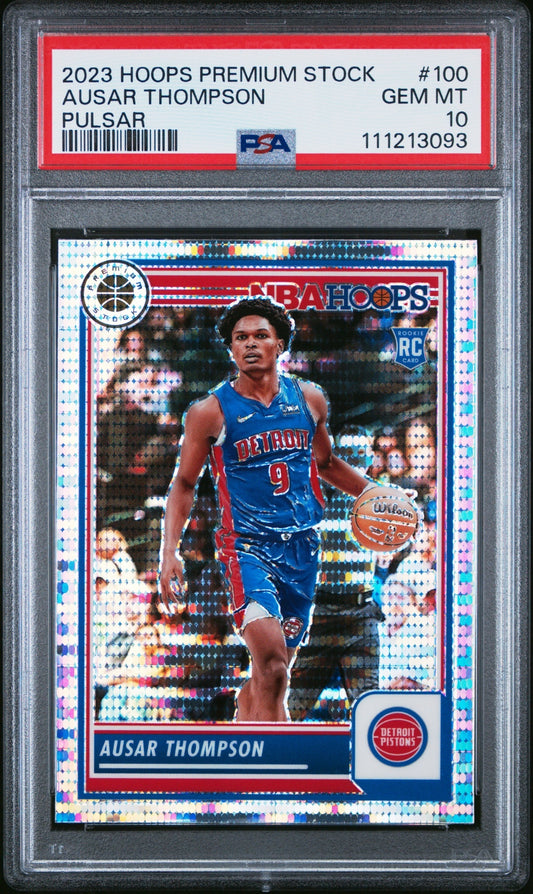 Ausar Thompson Hoops Premium Stock 2023-24 Pulsar Prizm RC PSA10 Detroit Pistons